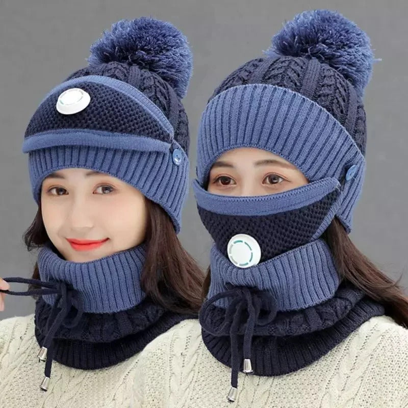 Wool Cap With Neck Warmer & Mask 3 pcs set . 3 PCS LADIES WOOL CAP SET CAP NICK MASK Material: Soft & Skin-Friendly Wool Fabric Unisex Caps. 6 BEAUTIFUL COLORS AVAILABLE