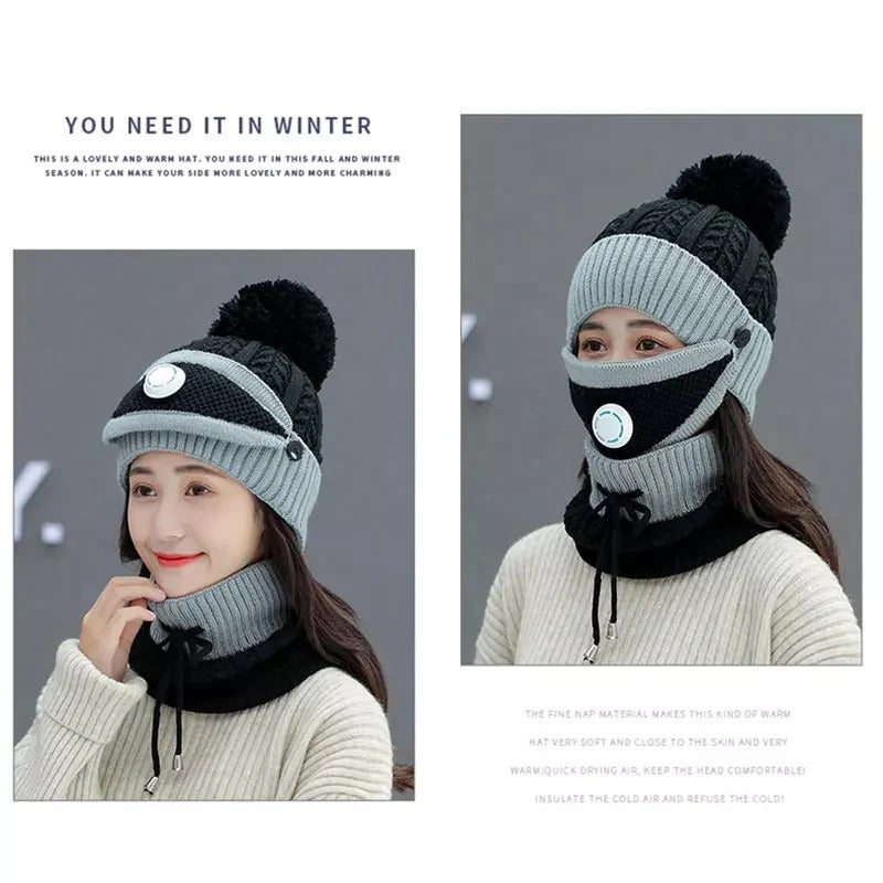 Wool Cap With Neck Warmer & Mask 3 pcs set . 3 PCS LADIES WOOL CAP SET CAP NICK MASK Material: Soft & Skin-Friendly Wool Fabric Unisex Caps. 6 BEAUTIFUL COLORS AVAILABLE