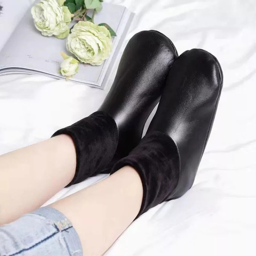 Pair of Winter Warm Leather Thermal Boot Slipper Indoor House Soft Non-Slip Socks