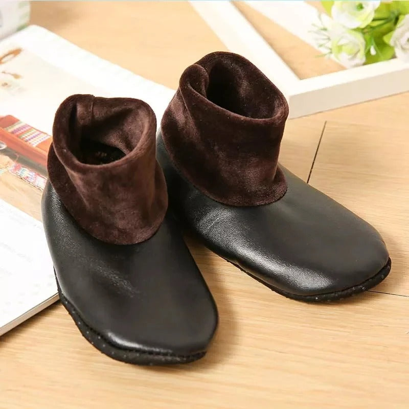 Pair of Winter Warm Leather Thermal Boot Slipper Indoor House Soft Non-Slip Socks