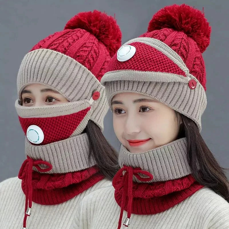 Wool Cap With Neck Warmer & Mask 3 pcs set . 3 PCS LADIES WOOL CAP SET CAP NICK MASK Material: Soft & Skin-Friendly Wool Fabric Unisex Caps. 6 BEAUTIFUL COLORS AVAILABLE