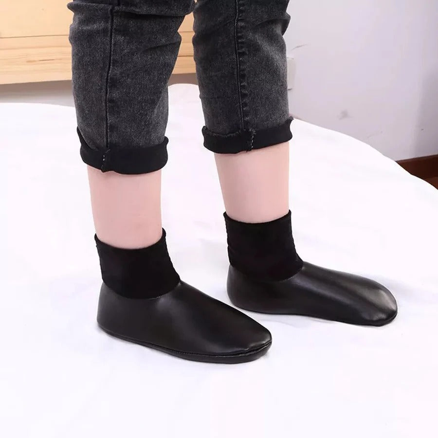 Pair of Winter Warm Leather Thermal Boot Slipper Indoor House Soft Non-Slip Socks