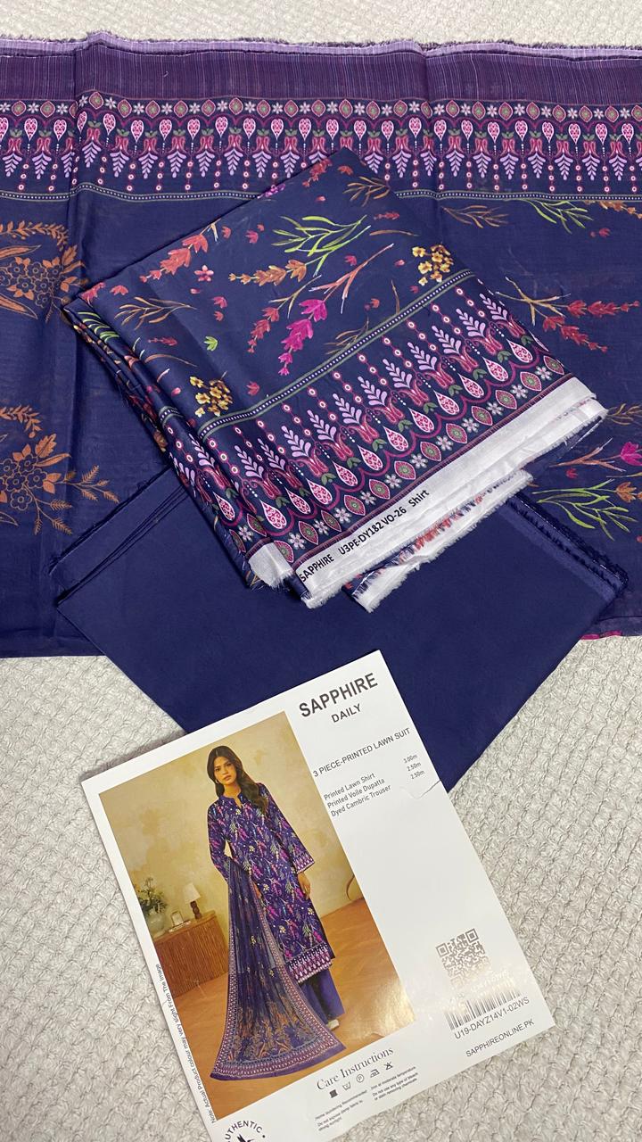 Sapphire Printed 3 PC pure Lawn (J F)