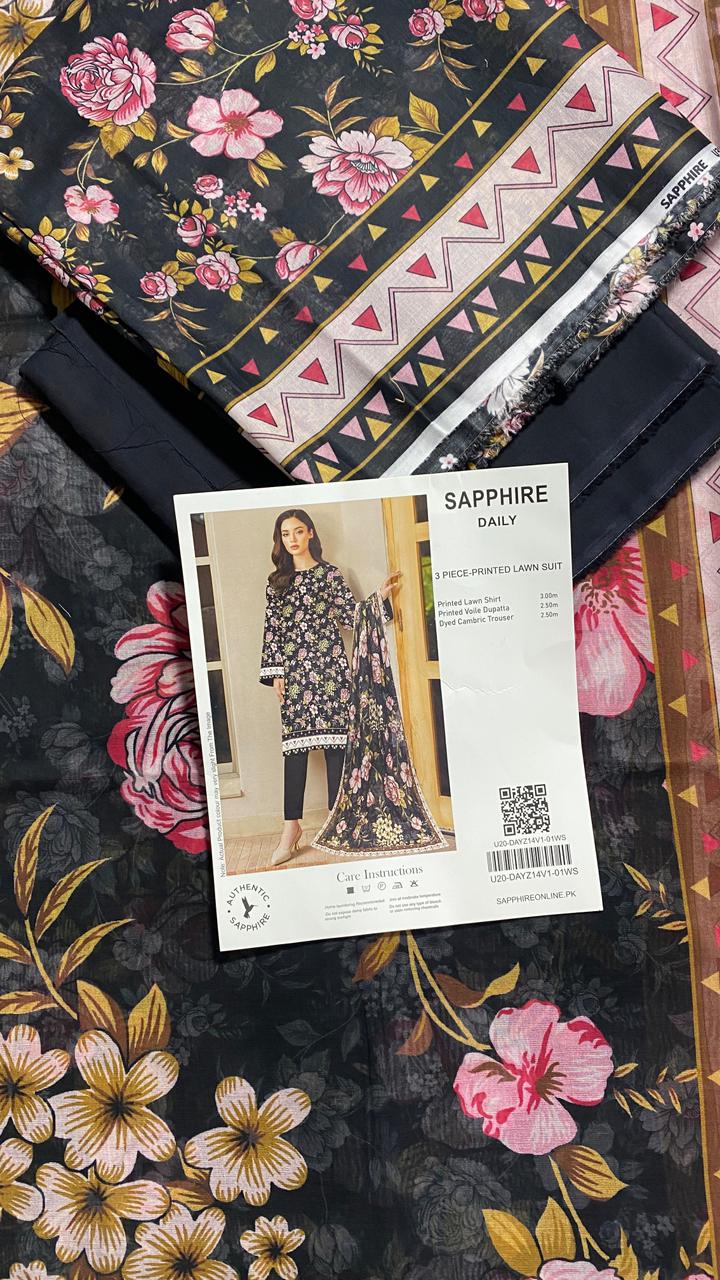 Sapphire Printed 3 PC pure Lawn (B)