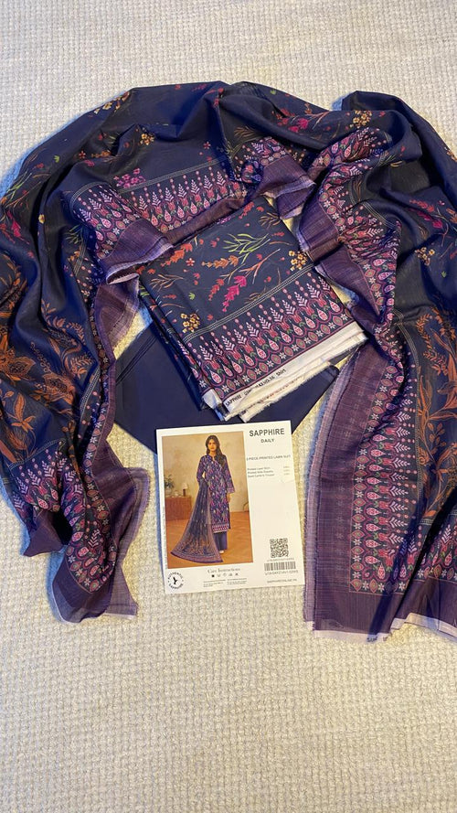 Sapphire Printed 3 PC pure Lawn (J F)