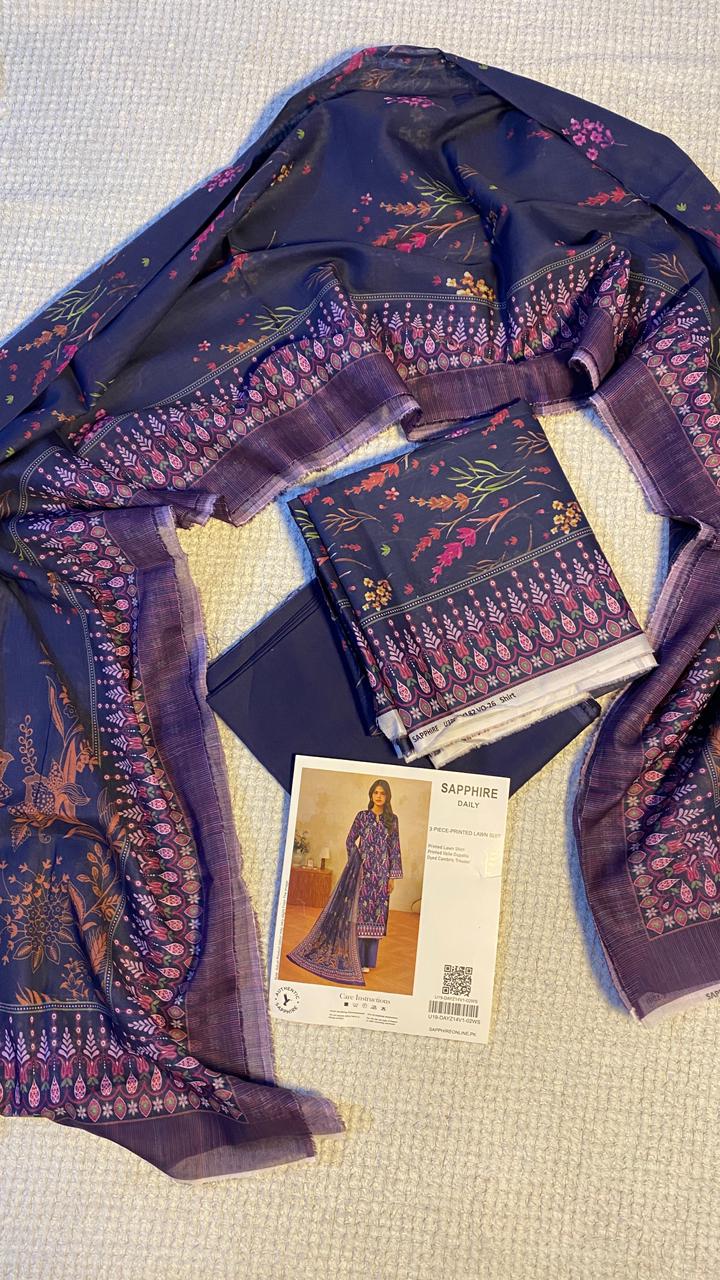 Sapphire Printed 3 PC pure Lawn (J F)