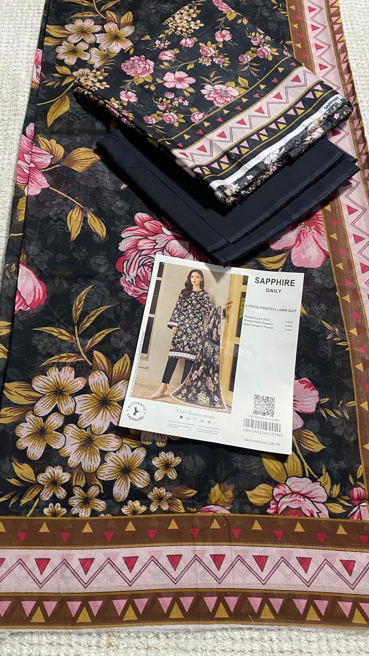 Sapphire Printed 3 PC pure Lawn (B)