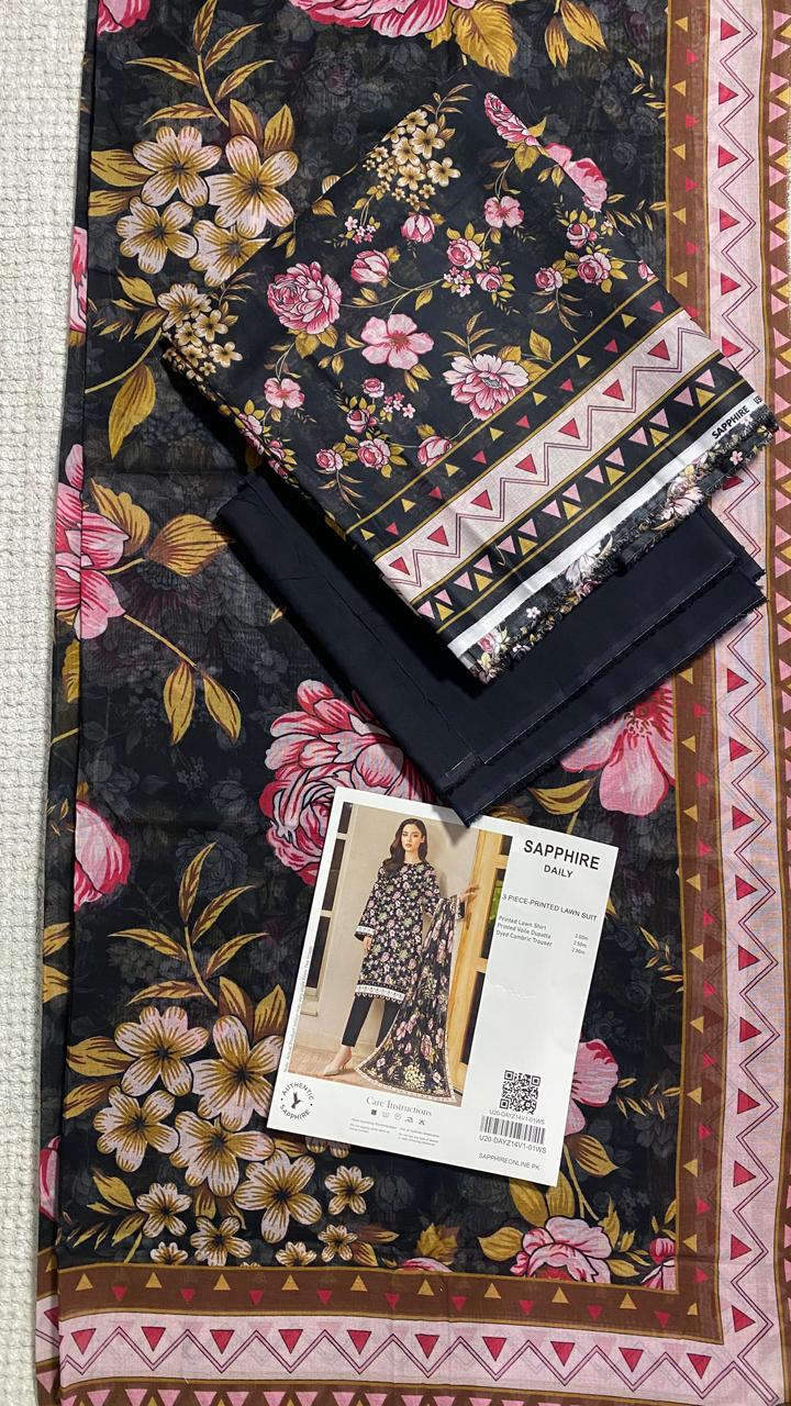 Sapphire Printed 3 PC pure Lawn (B)