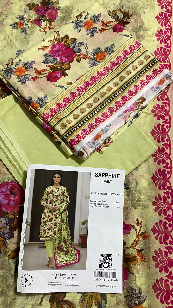Sapphire Printed 3 PC pure Lawn (P)