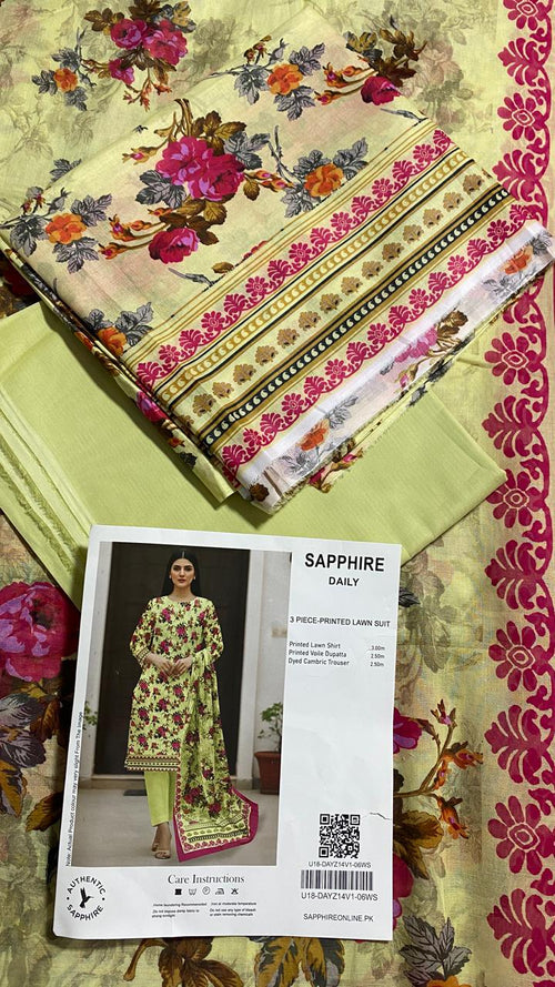 Sapphire Printed 3 PC pure Lawn (P)