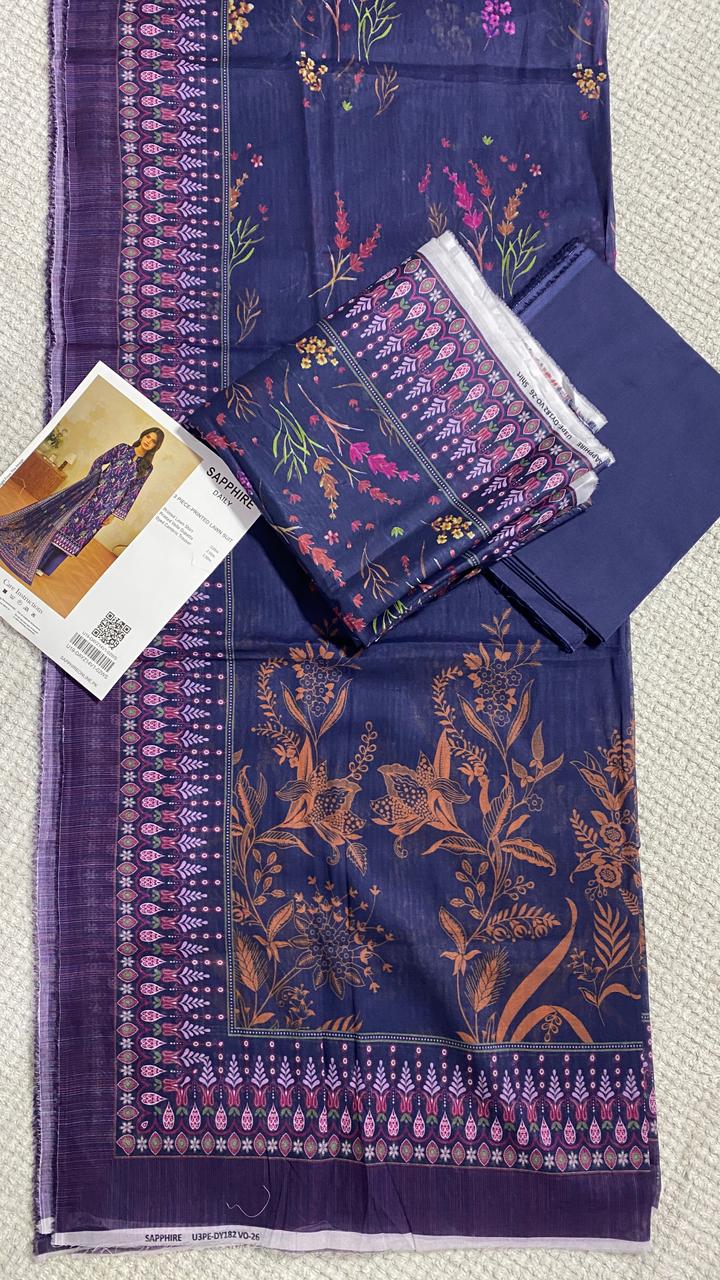 Sapphire Printed 3 PC pure Lawn (J F)