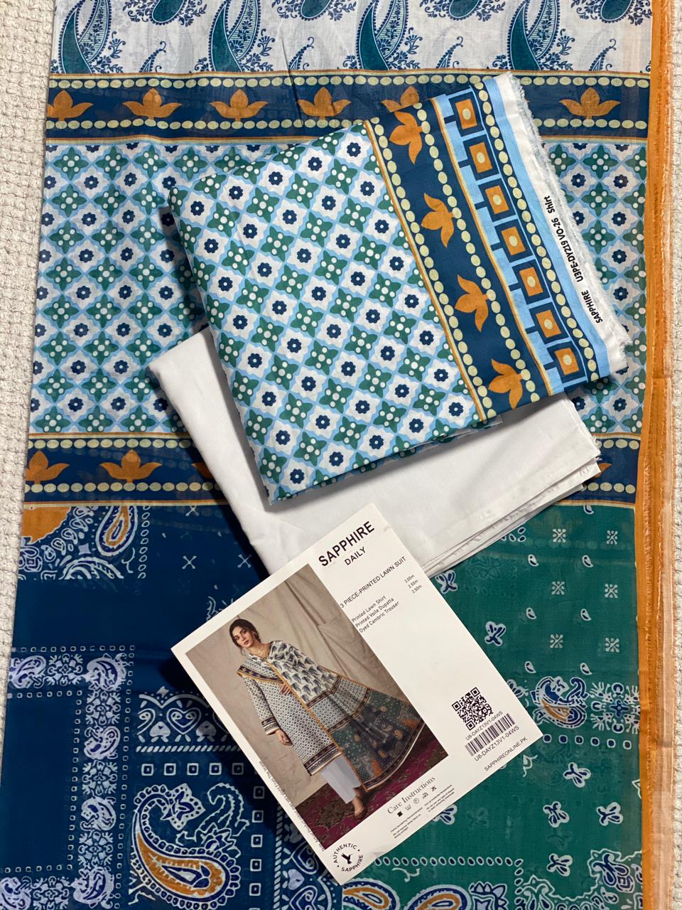 Sapphire Printed 3 PC pure Lawn (S)