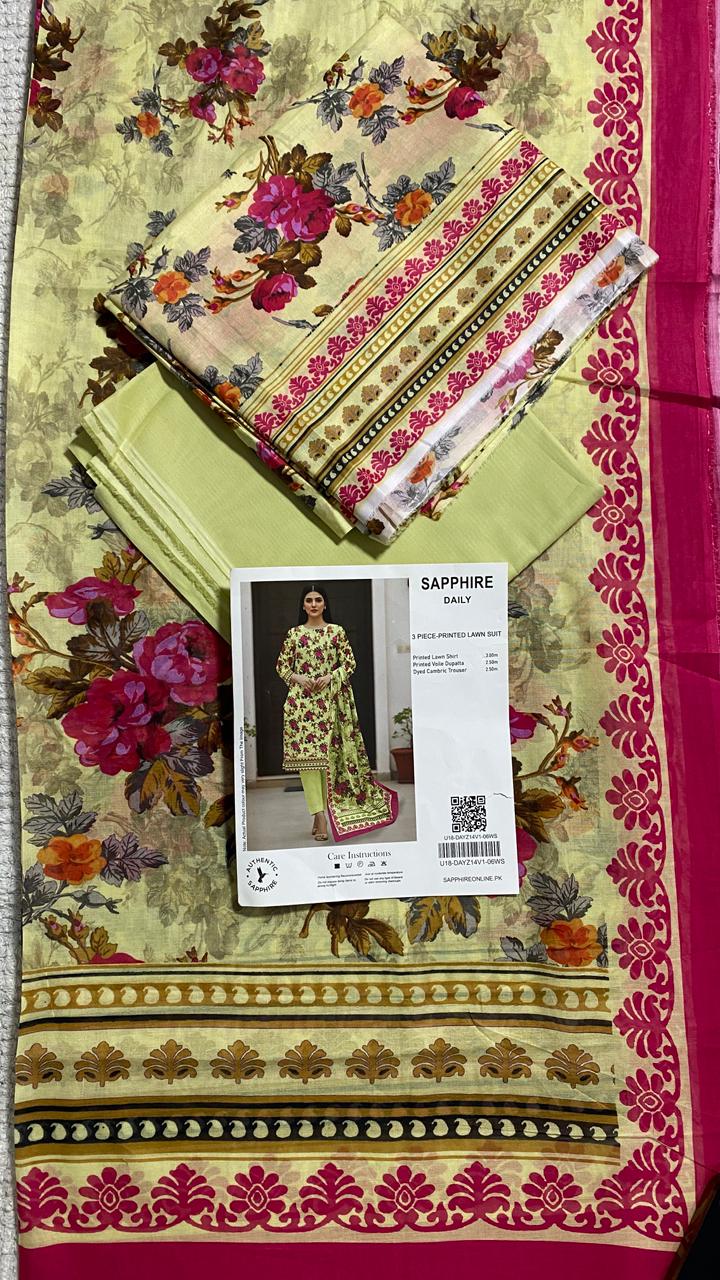 Sapphire Printed 3 PC pure Lawn (P)