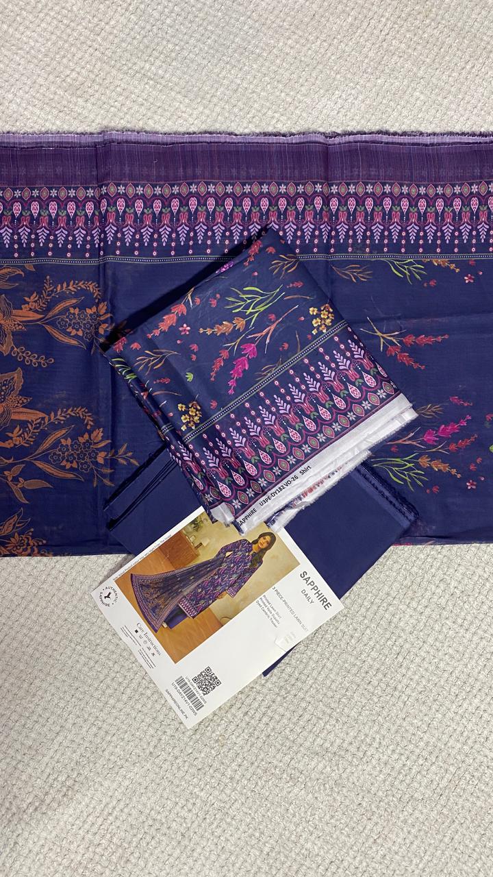 Sapphire Printed 3 PC pure Lawn (J F)
