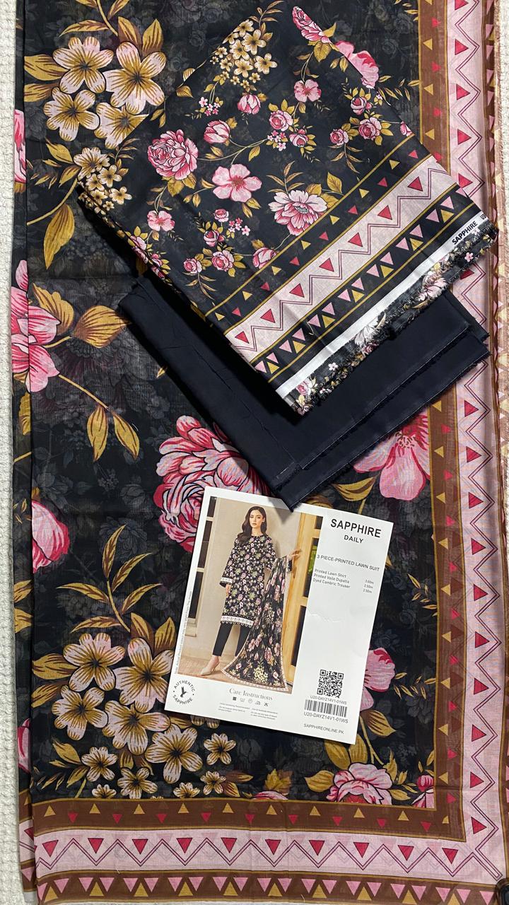 Sapphire Printed 3 PC pure Lawn (B)